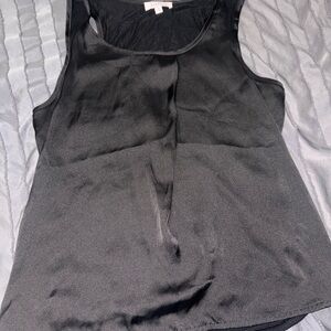 Barneys New York Black Satin Scoop Neck Camisole